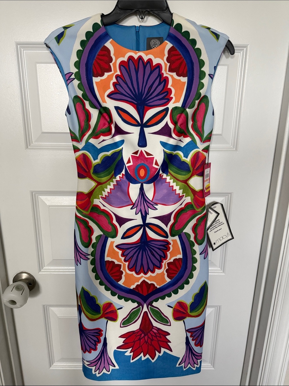 NWT Vince Camuto Multi-Color Floral Print Midi Sheath Dress sz2P - Picture 3 of 8